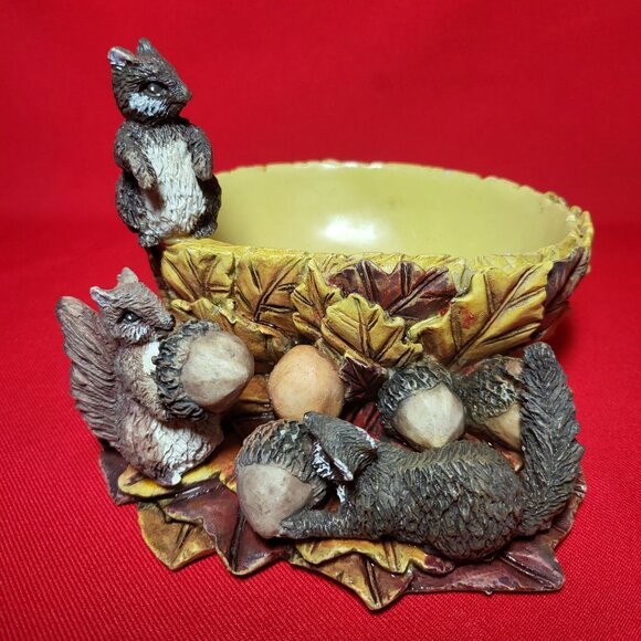 Vintage Nut Bowl Squirrel Figurines Resin Stone Home Decor Bowl Holidays Table D - Picture 1 of 15